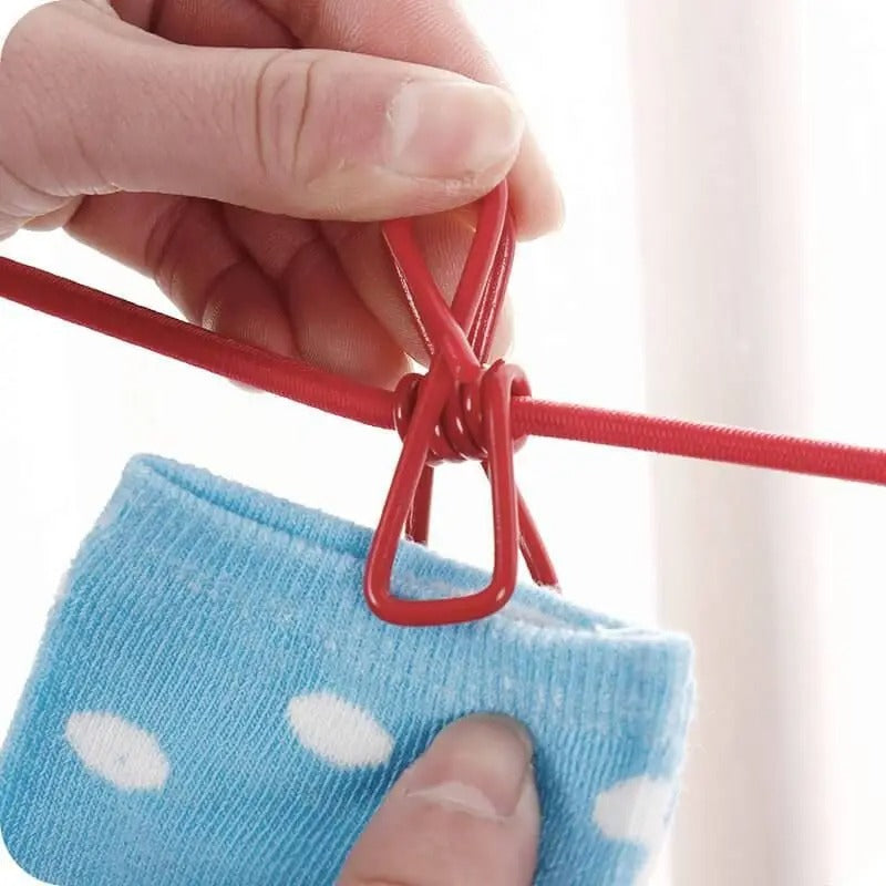 Drying Rope with 12 Clips & 2 Hooks