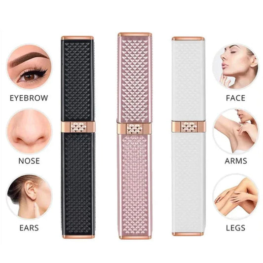 2-in-1 Flawless Facial Hair Remover & Eyebrow Trimmer | USB Rechargeable, Painless & Portable | Black