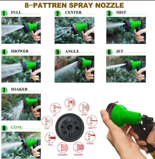 Hunt PK 8-pattern spray nozzle with demonstration images on a white background