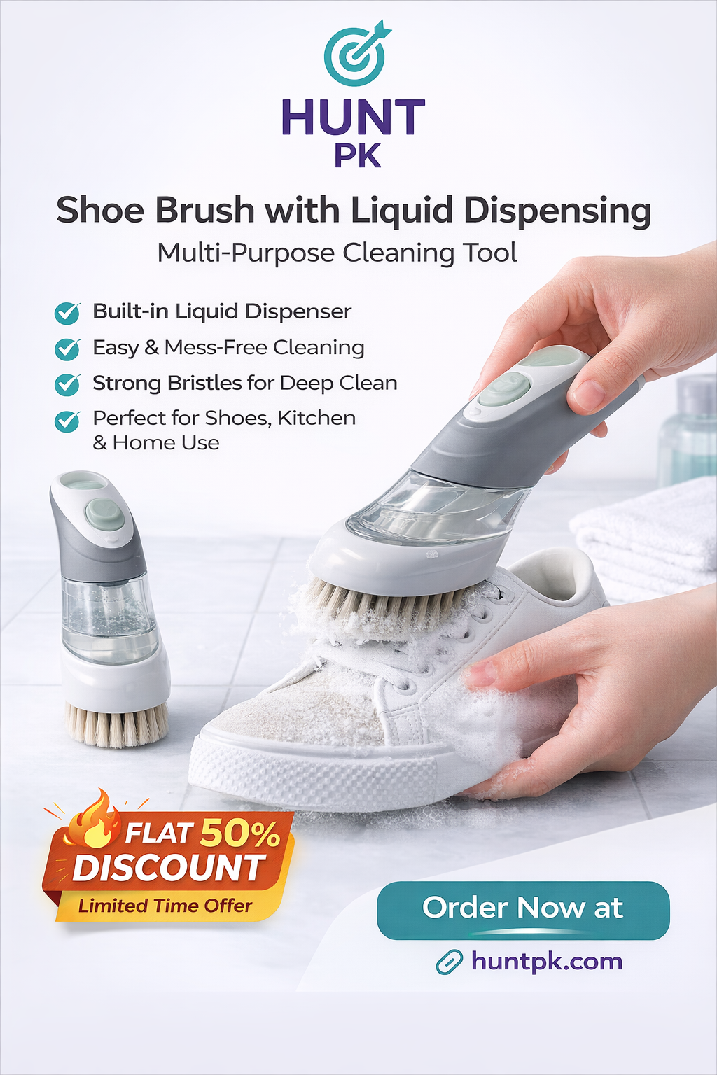 Shoe Brush with Liquid Dispensing – Smart &amp; Easy Cleaning Solution