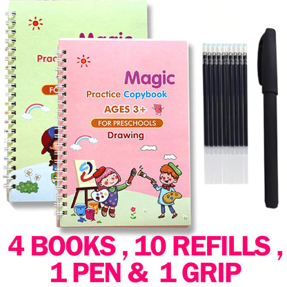 Magic Book | 4 books + 1 Pen + 10 Refills +1 Grip