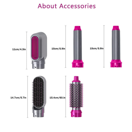 5-in-1 Electric Hair Dryer Brush Kit I Blow Dryer, Straightener, Curler & Volumizer (Random Color)