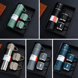 3-Cup 500ML Stainless Steel Vacuum Flask Set | Double Wall Insulated Thermos for Hot & Cold Drinks