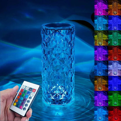16-Color Diamond Rose Crystal Touch Lamp LED Night Light for Home Decor & Gifts