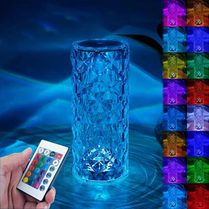 Diamond Rose Crystal Touch Lamp | 16-Color LED Night Light for Home Decor & Gifts