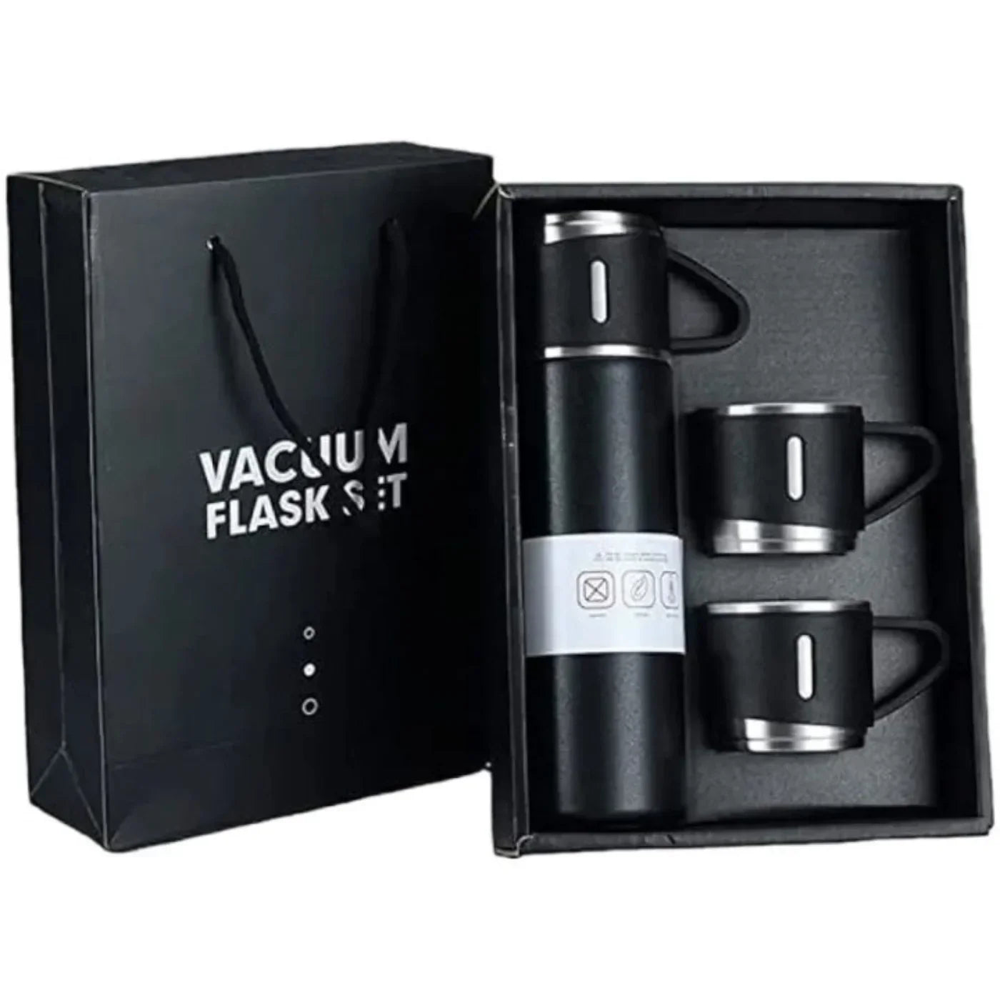 3-Cup 500ML Stainless Steel Vacuum Flask Set | Double Wall Insulated Thermos for Hot & Cold Drinks