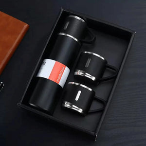 3-Cup 500ML Stainless Steel Vacuum Flask Set | Double Wall Insulated Thermos for Hot & Cold Drinks