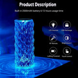 Diamond Rose Crystal Touch Lamp | 16-Color LED Night Light for Home Decor & Gifts