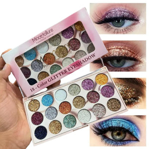 Mocallure 18 Color Glitter Kit | High-Pigment Sparkle Palette for Eyes, Lips & Face Makeup