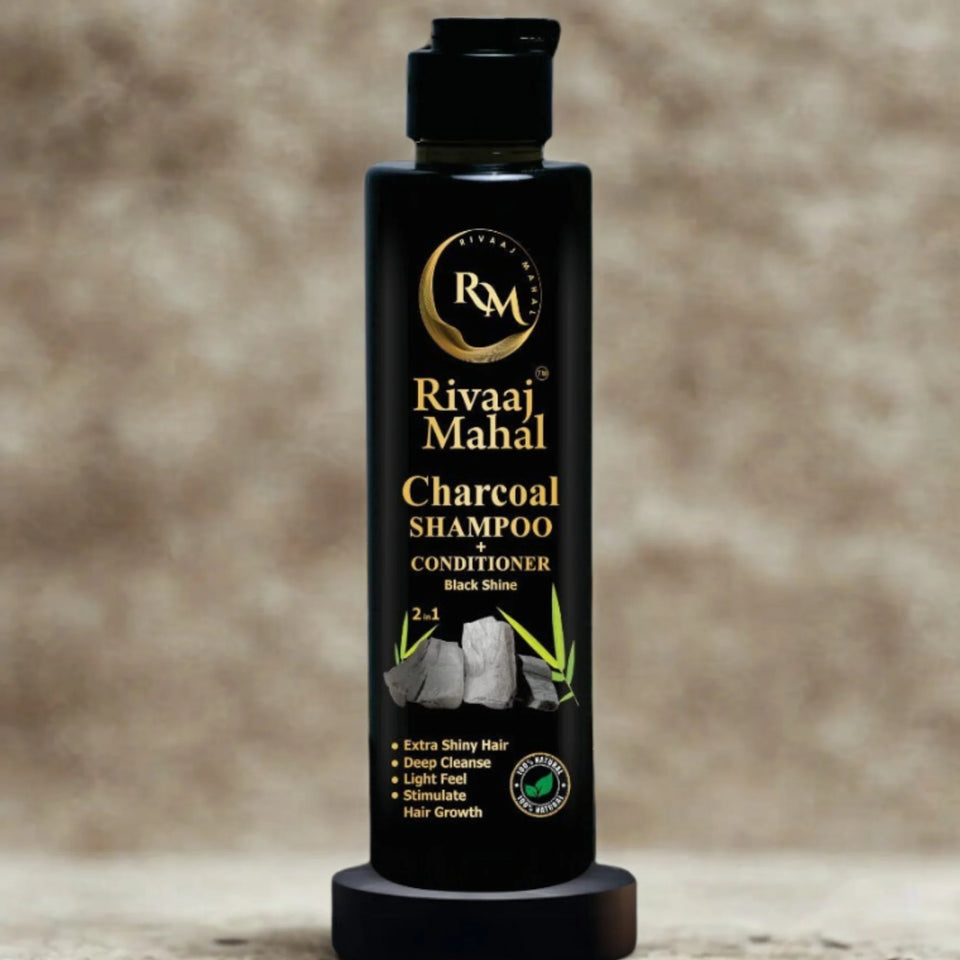 Rivaaj Mahal Charcoal Shampoo + Conditioner 2-in-1 | Black Shine Formula