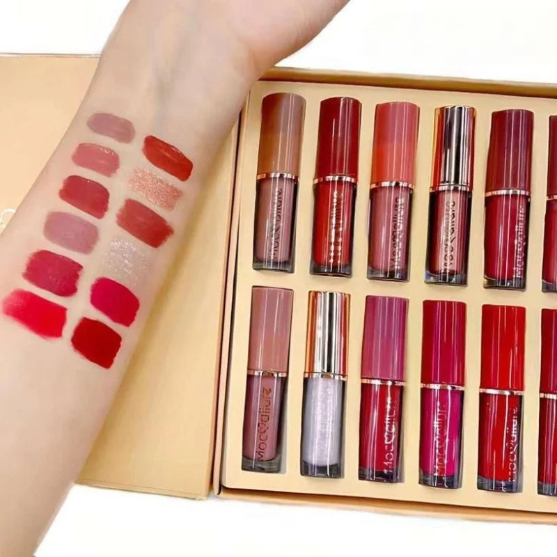 Mocallure 12 Pcs Matte Liquid Lipstick Set | Long-Lasting Waterproof Lip Colors