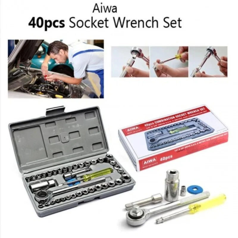 40 PCS Aiwa Socket Wrench Tool Kit