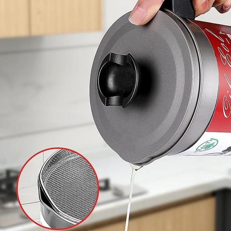 1.4L Fryer Oil Filter Pot with Stainless Steel Strainer – Heatproof, Rust-Resistant & Safe Oil Storage