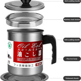 1.4L Fryer Oil Filter Pot with Stainless Steel Strainer – Heatproof, Rust-Resistant & Safe Oil Storage