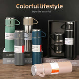 3-Cup 500ML Stainless Steel Vacuum Flask Set | Double Wall Insulated Thermos for Hot & Cold Drinks