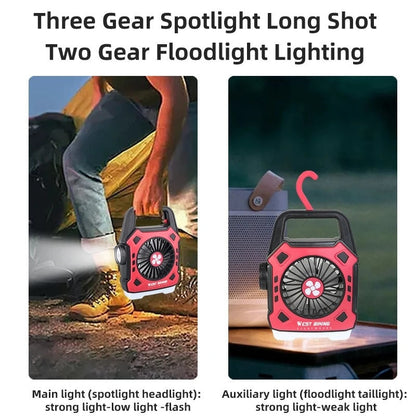 Camping Fan with LED Light, Flashlight & Power Bank
