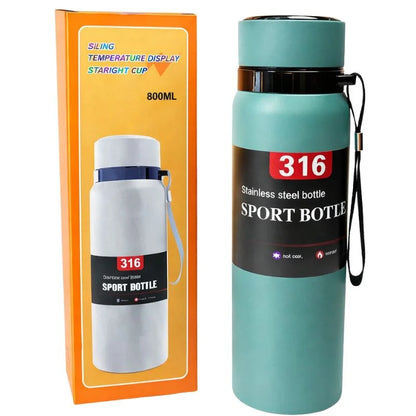 Digital Smart Vacuum 800ml Water Bottle | Stainless Steel Insulated Sports Bottle with LED Temperature Display