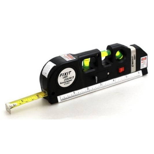 Laser Level Pro 3 Multipurpose Tool | Vertical, Cross Line & Measuring Tape with Rulers