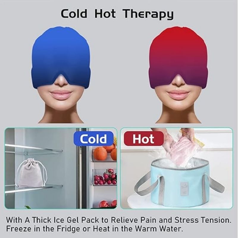 Headache Relief Cap | Hot & Cold Gel Therapy for Migraine, Tension & Puffy Eyes