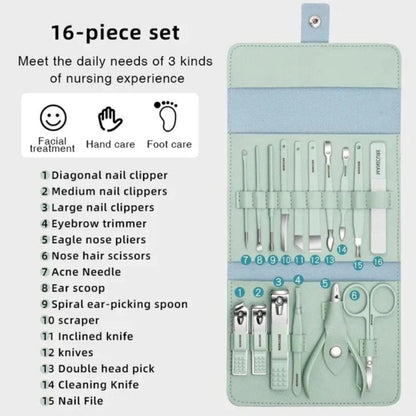 Stainless Steel Manicure & Pedicure Set 16 Pcs