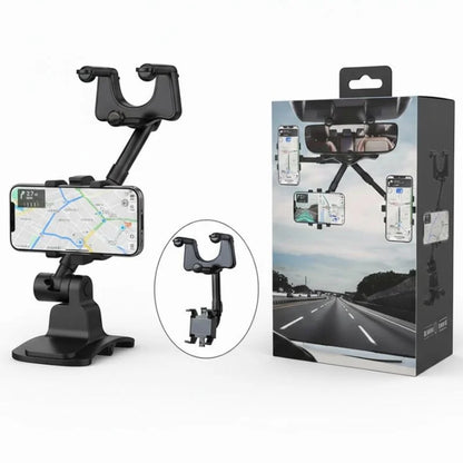 360° Rotatable & Retractable Rearview Mirror Phone Holder