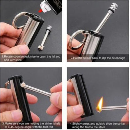 Permanent Match Striker Flint Stone Lighter with Keychain