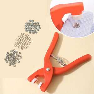 Tich Button Machine Plier with 25 Plastic Snap Buttons | DIY Sewing & Craft Tool