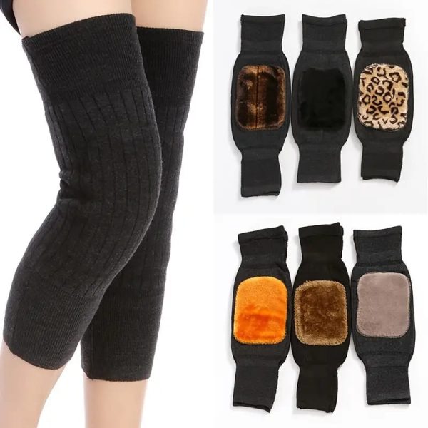 Hunt PK Black knee-high socks with patterned patches on a white background
