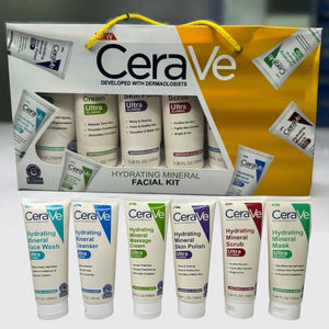 CeraVe Hydrating Mineral Facial Kit | 6 Step Skincare Set with Ceramides, Hyaluronic Acid & Niacinamide (100ml Each)