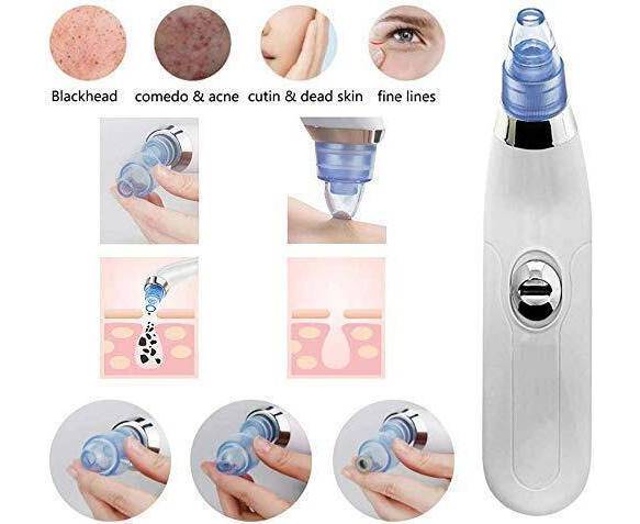 Hunt PK Facial cleansing device with images showing its use on different skin concerns.