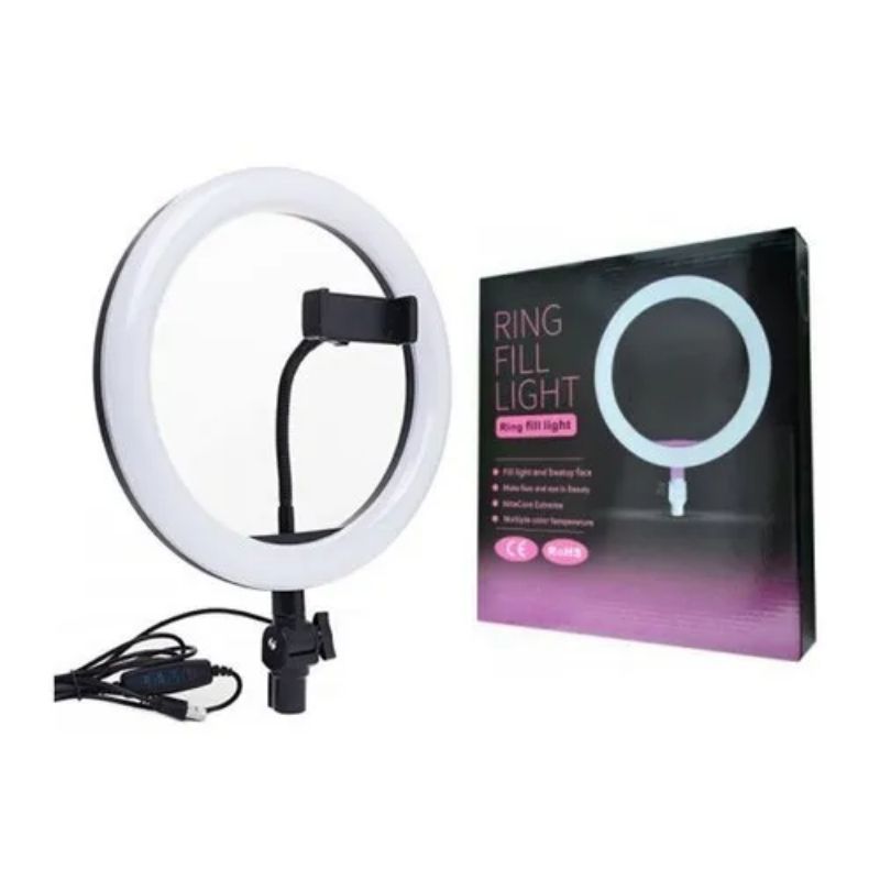 Ring fill light with packaging on a white background