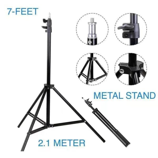 7-foot metal stand with detailed components on a white background