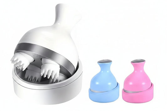 Hair washing device with attachments on a white background