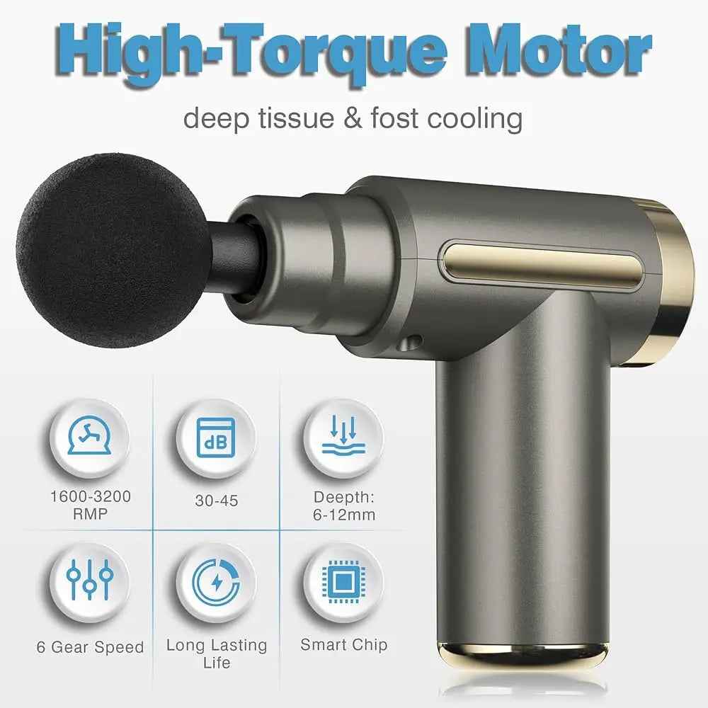 Deep Tissue Electric Muscle Massager Gun | 6-Speed | 4 Heads | Handheld Hunt PK