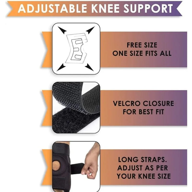 open patella knee support brace hunk PK free size adjustable