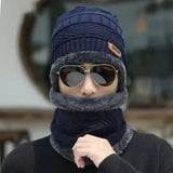 Winter Wool Cap with Neck Warmer Set | Thermal Beanie & Scarf Combo for Men and Women | Blue And Gray